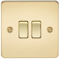 Knightsbridge Flat Plate 10AX 2G 2-way switch - polished brass - FP3000PB - Polished Brass