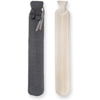 Knitted Long Hot Water Bottle Cover Set - Grey