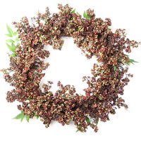 Artificial Hanging Black Berry Wreath - Black
