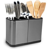Kitchen Cutlery Holder Stainless Steel Utensil Organizer - Silver