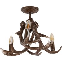 Rustic Caribou Antler 3 Way Brown Ceiling Light - Brown