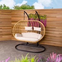 Double Hanging Swing Chair Seat H196 x D117 x W167cm Natural - Black, Cream, Natural