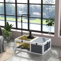 PawHut Tortoise House Wooden Tortoise Table with Adjustable Lamp Holder - Grey / 81cm