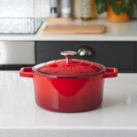 20cm Cast Iron Casserole Dish - Red
