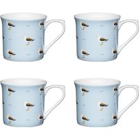 Set of 4 KitchenCraft Fluted China Seagull Mugs - White