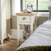 Home Source Avon 1 Drawer Bedside Table Bedroom Storage Unit 36mm Top - Off White