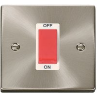 Satin Brushed Chrome 1 Gang Size 45A Switch - White