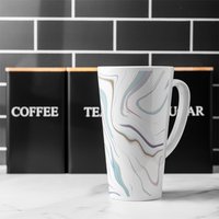 Blue Rippled Marble Latte Mug - Blue