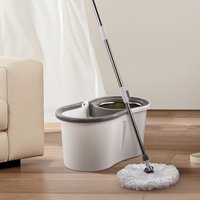 Mop and Bucket Set for Floor Cleaning with 2 Mop Head - Grey & White