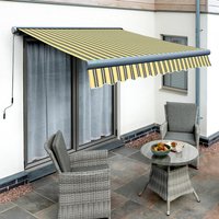 Full Cassette Manual Awning Charcoal - Yellow & Grey Stripe / 56kg