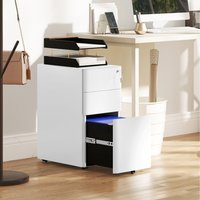 Vinsetto 3 Drawer Mobile Filing Cabinet Steel Lockable Pre Assembled - White