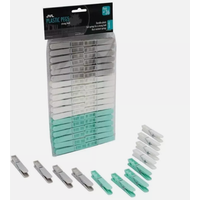 36pc Clothes Pegs - Grey,White,Blue