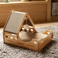 House-Shaped Cat Bed and Scratching Board - Brown