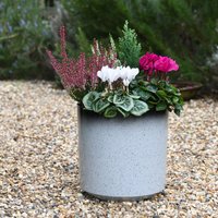Glazed Slate and Black Cylinder Planter - Slate/Black / 26cm / 1