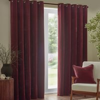 Heavy Chenille Velvet Room Darkening Eyelet Curtains - Beetroot / 183cm / 168cm