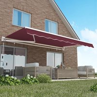 Manual Retractable Awning Adjustable Height Canopy 3m x 2.5m - Burgundy