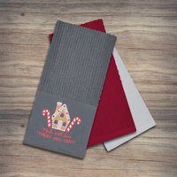 Festive Fun 3 Pack Super Absorbent Fast Drying Tea Towels Gingerbread House - Grey