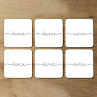Text Dance Designer Coaster Set - White