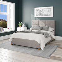Caine Plush Velvet Ottoman Storage Bed - Silver / Double