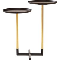 Halle Black and Gold 2 Tier Side Table - Black