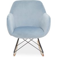 Stockholm Small Blue Velvet Rocking Chair - Blue