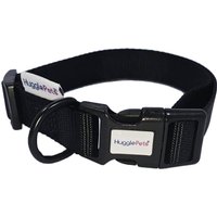 HugglePets Adjustable Snappy Dog Collar - Orange, Large - Black / Medium