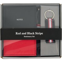 Red and Black Stripe Stationery Set