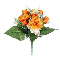 Artificial Gerbera and Orchid Mixed Bunch - Orange