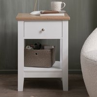 Leines 1 Drawer Bedside Table in White and Oak - White