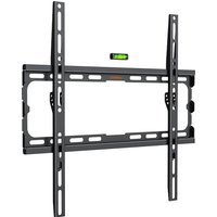 Flat to Wall TV Bracket with Spirit Level and Quick Release Straps - Black