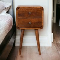 Curved Chestnut Mini Solid Wood Bedside Table