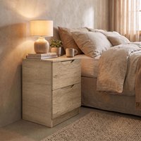 FWStyle Luno Oak 2 Drawer Bedside Table Modern Deep Design - Oak