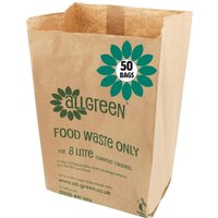 8L Paper Compostable Food Waste Caddy Liners (Small) - 250 Bags - 50 Bags / 50