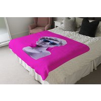 Plaster Statue Of David'S Head In Blue Sunglasses Blanket - Pink