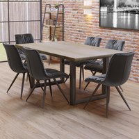 Baran, Baran Dining Set - Light Brown / Dark Grey Baran, Baran Dining Set - Light Brown / Dark Grey