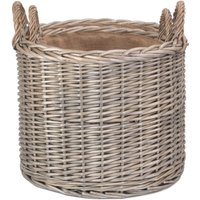 Round Straight-Sided Wicker Log Storage Basket - Brown / Set of 2