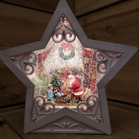 Samuel Alexander, Snowtime Christmas 25cm Water Star With Santa Scene LED's - white water spinner Samuel Alexander, Snowtime Christmas 25cm Water Star With Santa Scene LED's - white water spinner