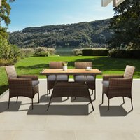 5 Piece Outdoor Garden Furniture Set, Garden Dining Set, Table and Chair Set - Brown