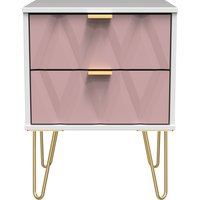 Diamond Ready Assembled 2 Drawer Bedside Cabinet - Kobe Pink & White