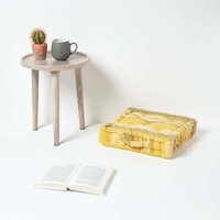 Homescapes Morocco Striped Cotton Floor Cushion - Yellow