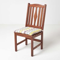 Osaka Green Stripe Cotton Seat Pad with Button Straps - Osaka Green / 5cm