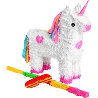 Unicorn Cardboard Pinata, Stick and Blindfold Set - Multi