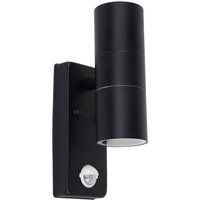 Black Outdoor Up Down IP44 Rated Wall Light PIR Motion Sensor Detector - Black