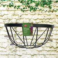 Garden Wall Trough Planter 16 Inch Wrought Iron Black Flower Basket - Black / 1
