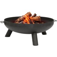 Round Iron Fire Pit 99cm Outdoor Garden Patio Heater Wood Log Burner - Black
