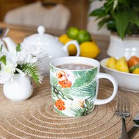 KitchenCraft Set of Four China Palm Leaf Mugs - Mixed