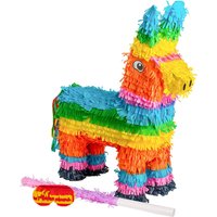 3pc Donkey Pinata Set with Stick Blindfold - Pink Stick - Pink