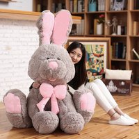 Livingandhome Plush Rabbit Soft Toy with Large Ears - Grey