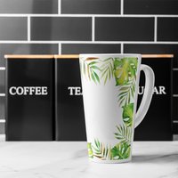 Border Of Botanical Leaves Latte Mug - Green