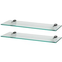 Floating Glass Shelf - 60cm - Chrome / 2